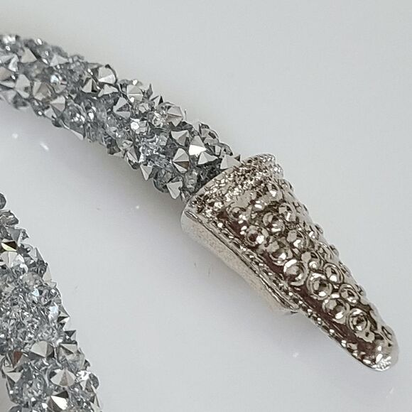 ✨💎🐍 Snake Rhinestone Bendable Design Blingy Statement Open Choker Necklace NEW - Picture 6 of 17